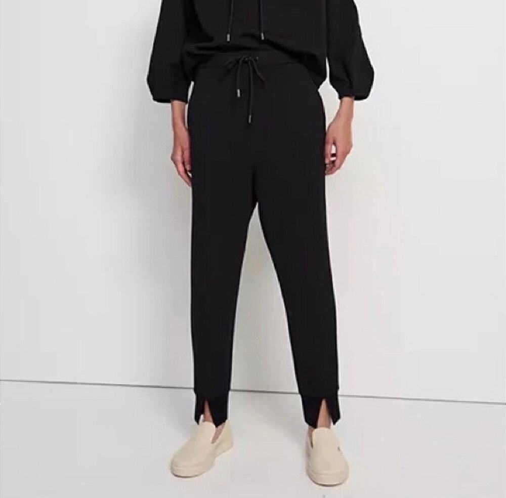 Theory Black Jersey Knit Tapered Pants Size Small